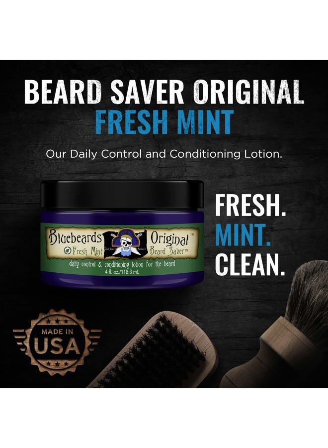 Bluebeards Original Fresh Mint Beard Saver, 4 oz. - Leave In Beard Conditioner for Men with Aloe & Peppermint Oil - Beard Softener that Deeply Conditions & Moisturizes Your Beard & Skin - Made in USA  - Image 3