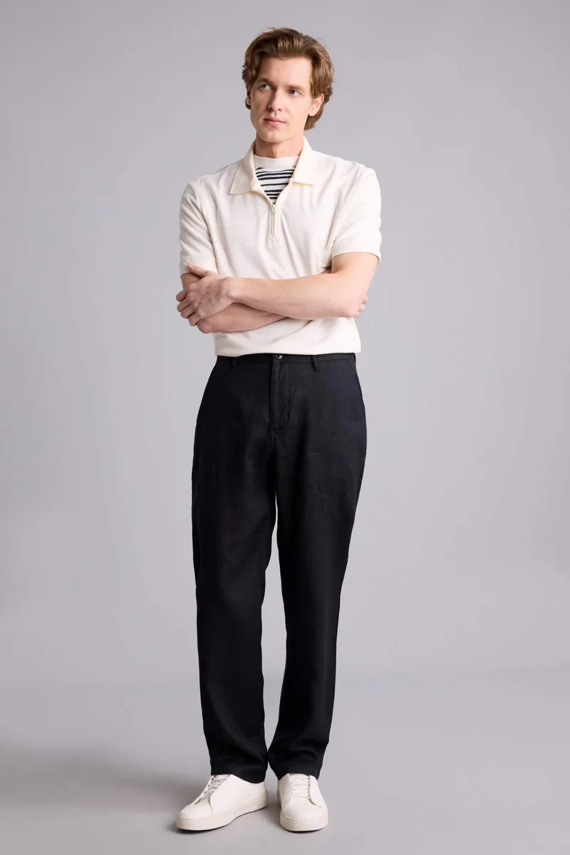 Defacto  Relax Fit Linen Trousers for Men | Best Price UAE