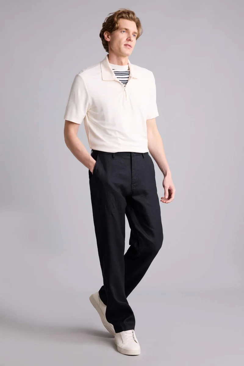 Defacto  Relax Fit Linen Trousers for Men | Best Price UAE