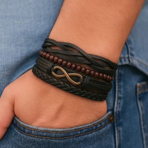 Vientiq Leather Bracelet For Men (gold) - Image 5