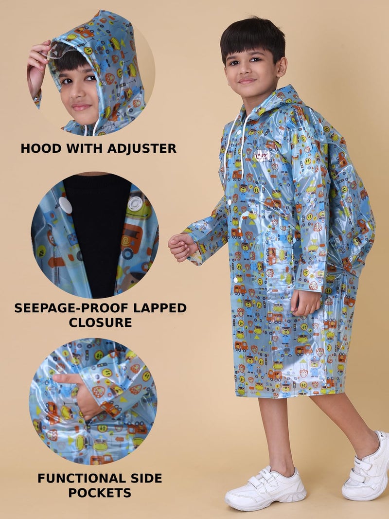 Rupa Rainwear For Kids, Waterproof Pvc Rain Jacket With Carry Bag, Teddy Printed Design, Pack Of 1, Kid's, Full Length, Blue - Image 2
