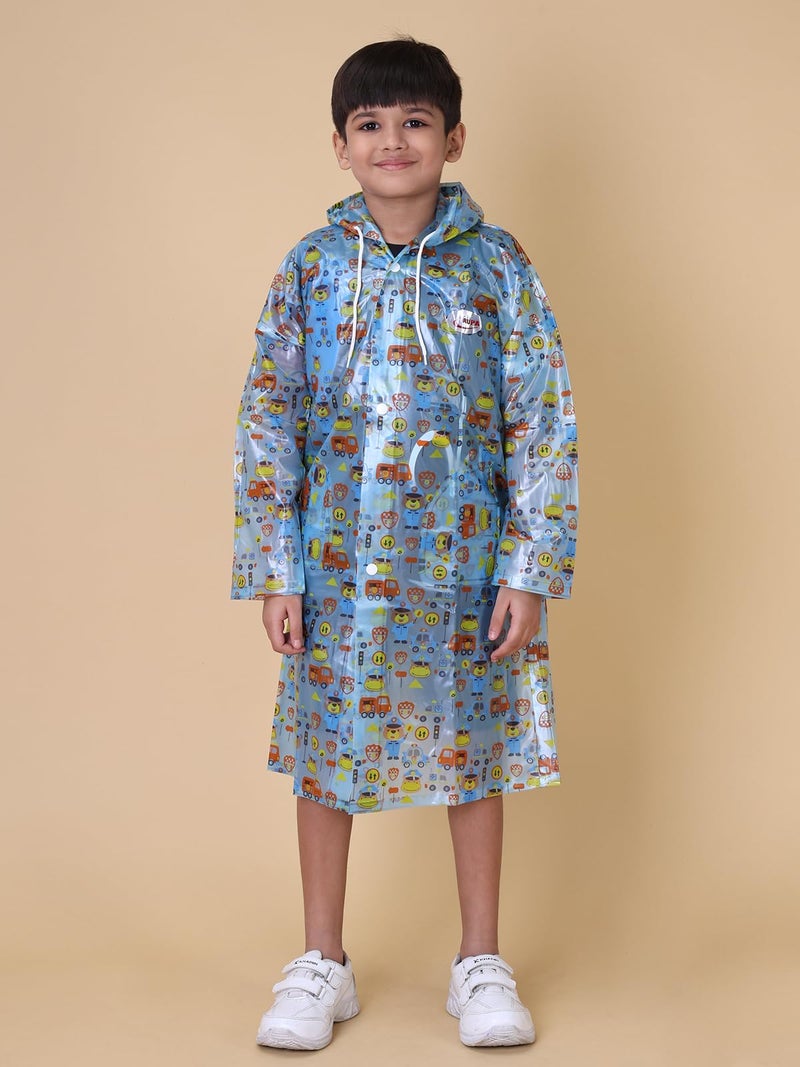 Rupa Rainwear For Kids, Waterproof Pvc Rain Jacket With Carry Bag, Teddy Printed Design, Pack Of 1, Kid's, Full Length, Blue - Image 3