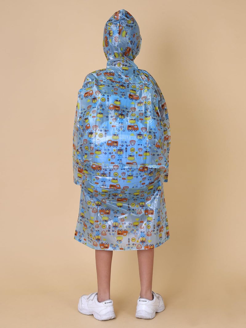 Rupa Rainwear For Kids, Waterproof Pvc Rain Jacket With Carry Bag, Teddy Printed Design, Pack Of 1, Kid's, Full Length, Blue - Image 5