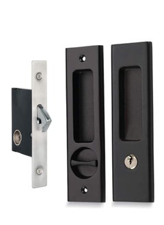 واي آند دي Privacy Pocket Door Lock Hardware with Key Recessed Sliding Mortise Double Barn Invisible Furniture for Thickness  - Image 3