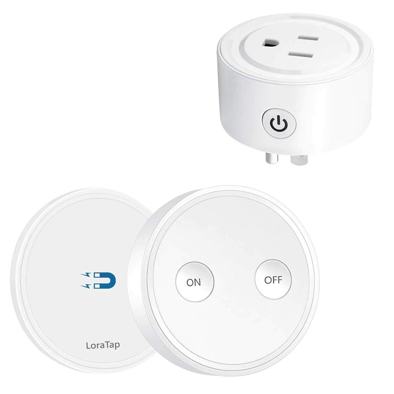 LoraTap Mini Remote Control Outlet Plug Adapter, 656ft Range Wireless Light Switch for Household Appliances, No Hub Required, 10A/1100W, White - Image 1