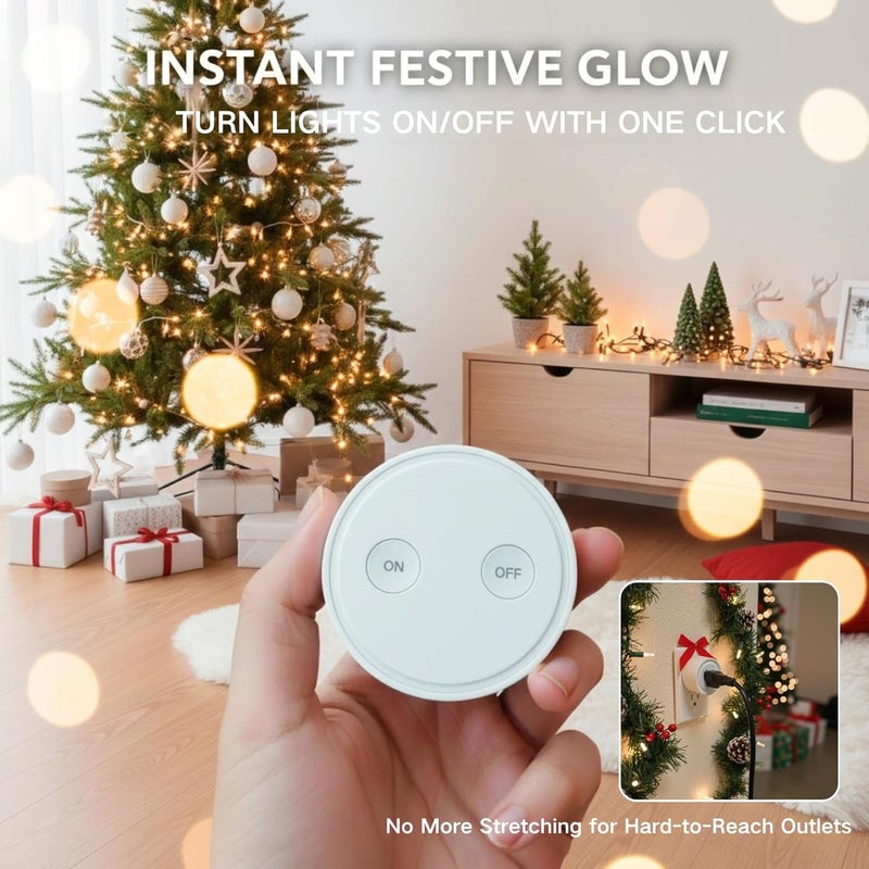 LoraTap Mini Remote Control Outlet Plug Adapter, 656ft Range Wireless Light Switch for Household Appliances, No Hub Required, 10A/1100W, White - Image 2