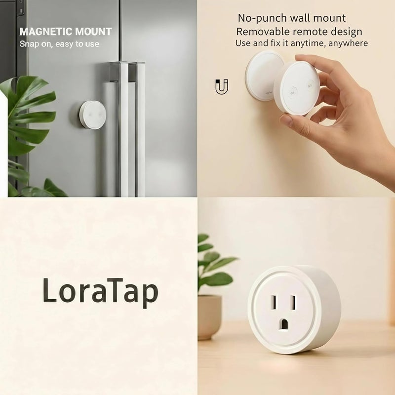 LoraTap Mini Remote Control Outlet Plug Adapter, 656ft Range Wireless Light Switch for Household Appliances, No Hub Required, 10A/1100W, White - Image 5