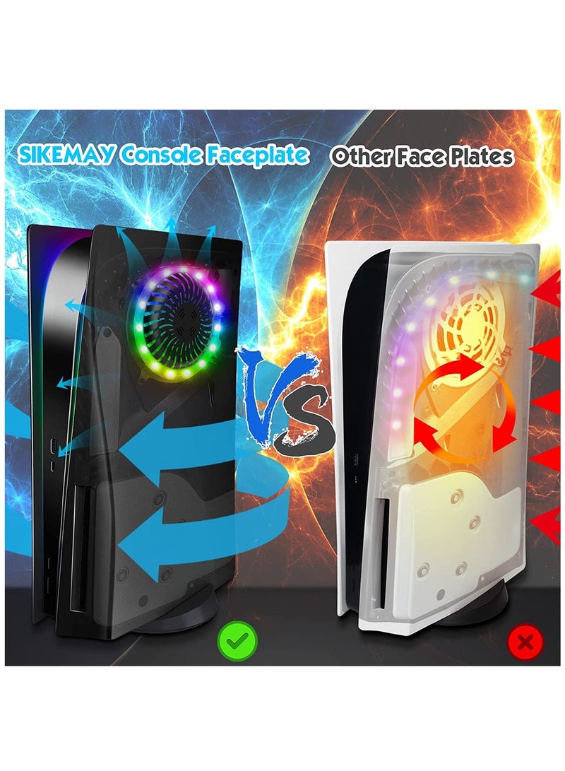 SOLARAE PS5 Console Face Plates and RGB LED Light Strip, for Playstation 5 Accessories with Fan Vents Faceplate Shockproof ABS Shell Cover Case, PS5 Lights 8 Color 400+Effects Decorative Ring Kit - Black - Image 5
