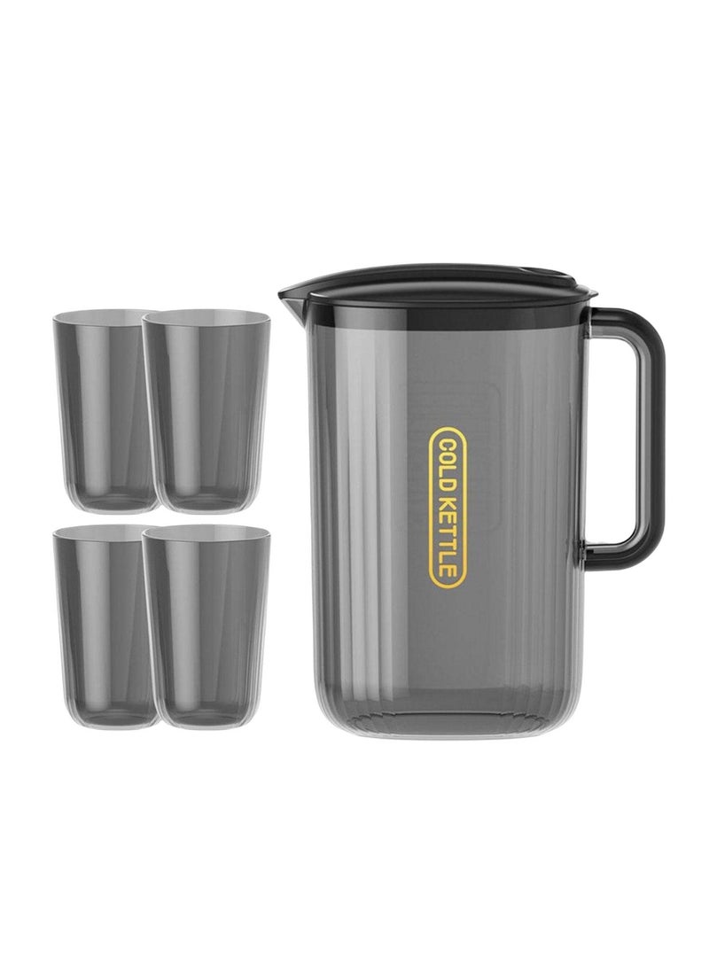 KASTWAVE 2.2L Water Pitcher Lemon Kettle Heat Resistant with Lid Teapot Juice Water Jug Iced Tea Pitcher for Household Office Fridge Refrigerator, Green and 4 Cup  - Image 1