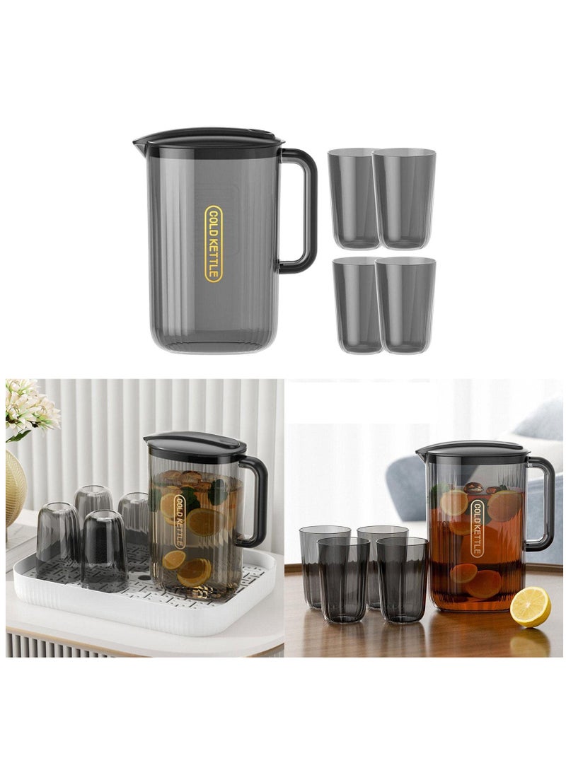 KASTWAVE 2.2L Water Pitcher Lemon Kettle Heat Resistant with Lid Teapot Juice Water Jug Iced Tea Pitcher for Household Office Fridge Refrigerator, Green and 4 Cup  - Image 3
