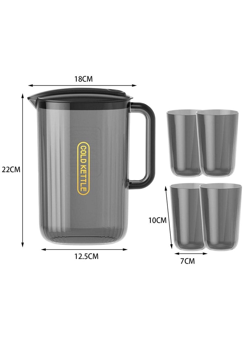 KASTWAVE 2.2L Water Pitcher Lemon Kettle Heat Resistant with Lid Teapot Juice Water Jug Iced Tea Pitcher for Household Office Fridge Refrigerator, Green and 4 Cup  - Image 2