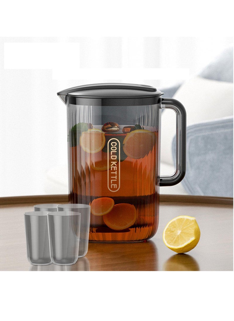 KASTWAVE 2.2L Water Pitcher Lemon Kettle Heat Resistant with Lid Teapot Juice Water Jug Iced Tea Pitcher for Household Office Fridge Refrigerator, Green and 4 Cup  - Image 5