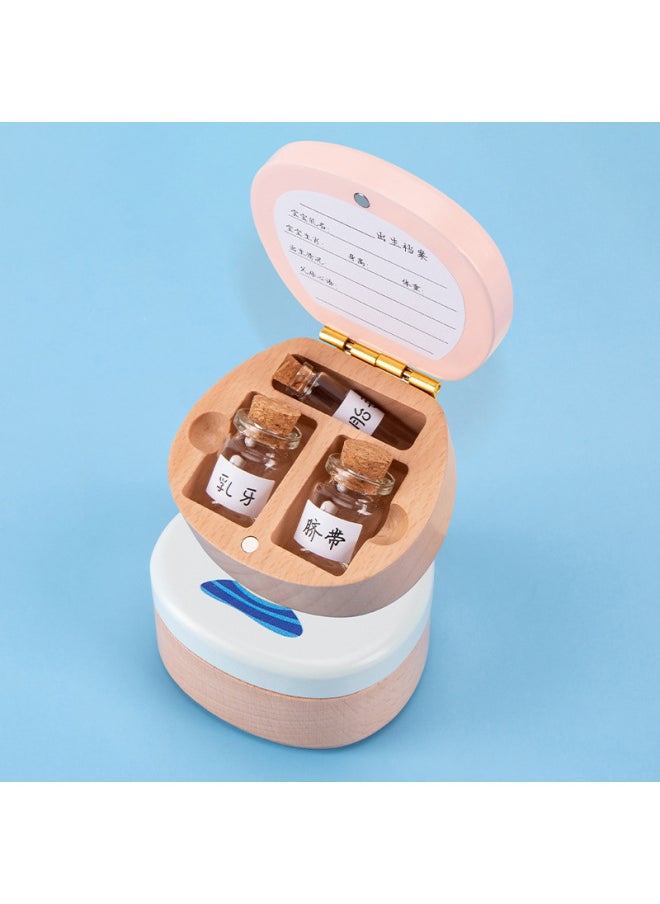 Generic Mini Children's Teeth Box Baby's Fetal Hair Collection Box Gift Souvenir Wooden Teeth Storage Box For Boys And Girls-Color:Spaceship Wisdom Teeth Storage Box  - Image 3