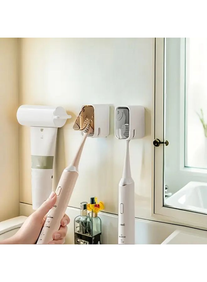 Modern Minimalist Gray Wall Mounted Toothbrush And Toothpaste Holder - Image 5