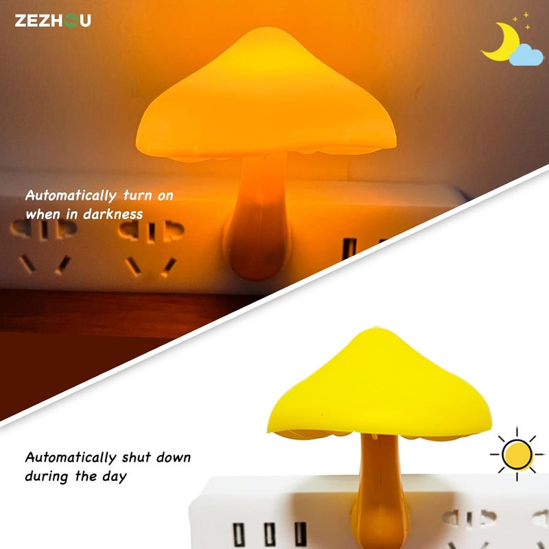 Zezhou ضوء ليلي على شكل فطر LED - ضوء موفر للطاقة قابل للتوصيل للجدار لغرفة النوم للأطفال والبالغين، مصباح فطر لطيف لتزيين الكوخ لغرفة النوم، الحمام، السلالم، الممر، دافئ أصفر - Image 3