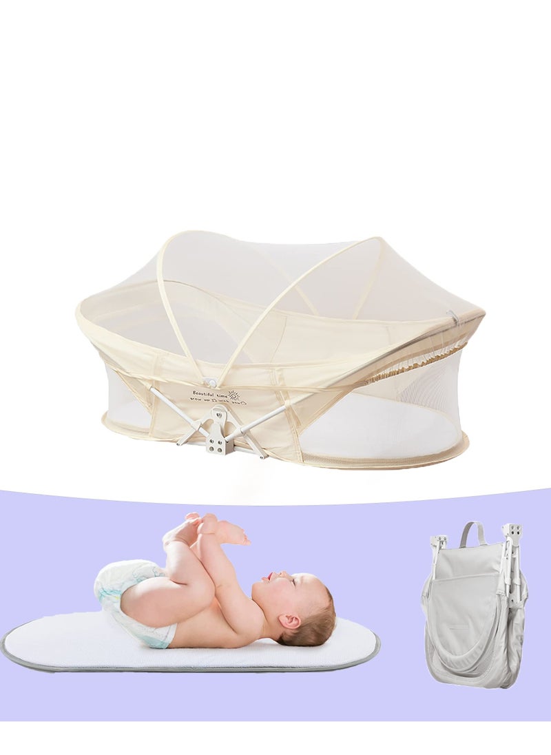 XiuWoo Crib, baby bedside sleeper, foldable Travel Bassinet, Portable bedside Bassinet For Baby, baby Bassinets Sleeper, with Mosquito Net Lightweight Washable Foldable  - Image 1
