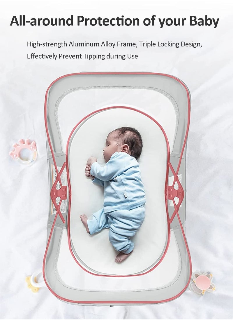 XiuWoo Crib, baby bedside sleeper, foldable Travel Bassinet, Portable bedside Bassinet For Baby, baby Bassinets Sleeper, with Mosquito Net Lightweight Washable Foldable  - Image 4