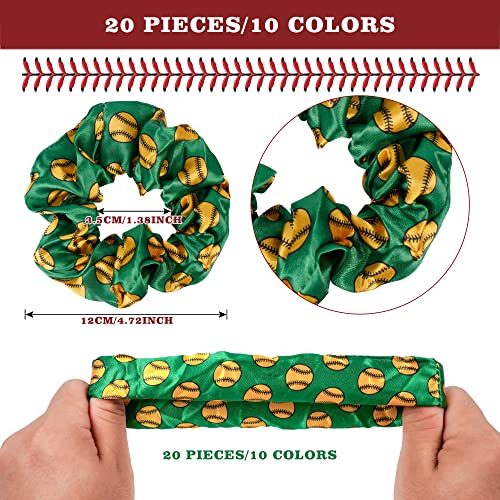 Kolewo4ever 140 Pieces Softball Party Favor Set Softball Team Gifts for Girls Women 20 Satin Softball Scrunchies Hair Ties20 Adjustable Softball Bracelet and 100 Softball Stickers Softball Birthday Party - Image 5
