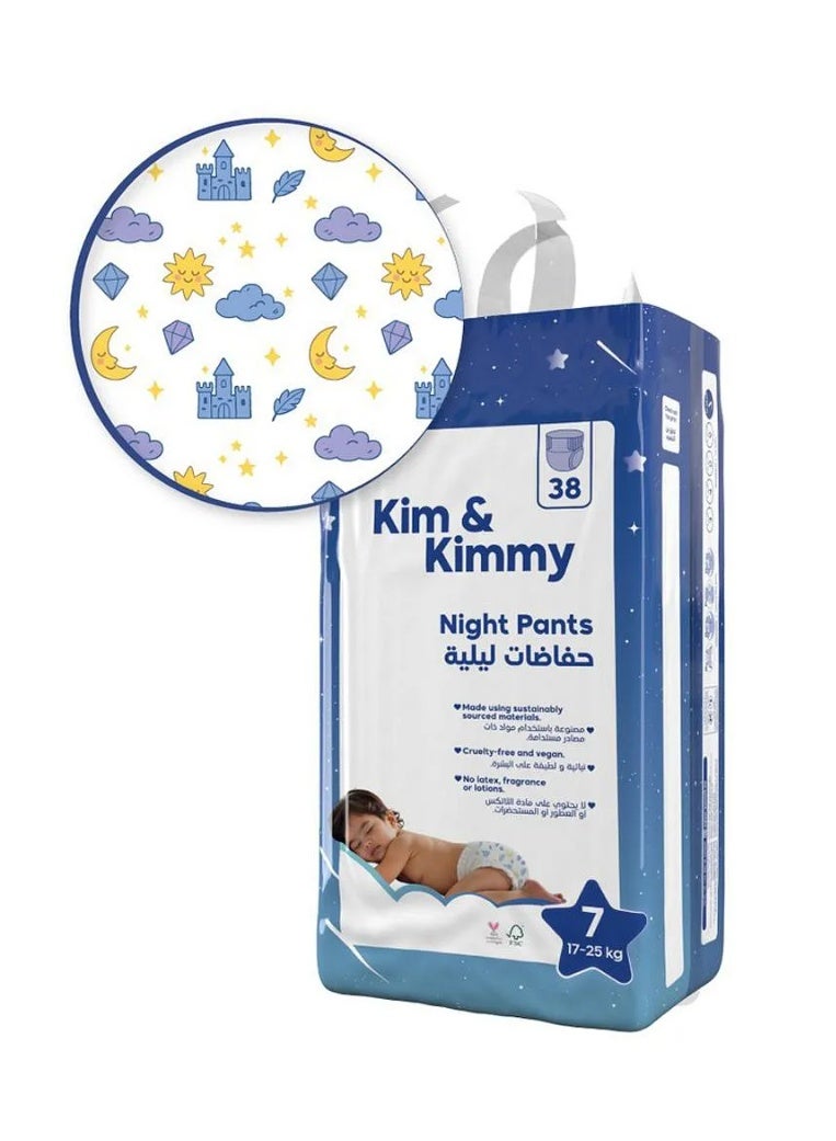 Kim & Kimmy Sky and Castle Themed Pant Style Diapers, Size 7 - 38 Diapers - Image 1