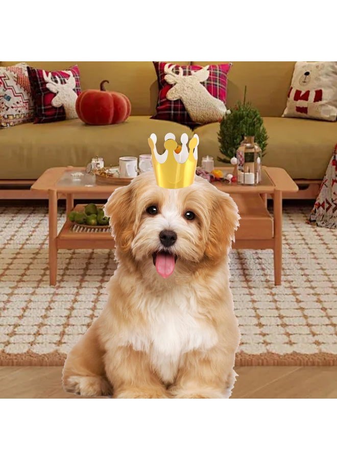 Costyleen 11 Pcs Birthday Party Hats,Party Hats Set Includes 9 Adorable Mini Cone Hats with Pom Poms and 2 Colorful Paper Crowns for Pet Birthday Party Decor - Image 2