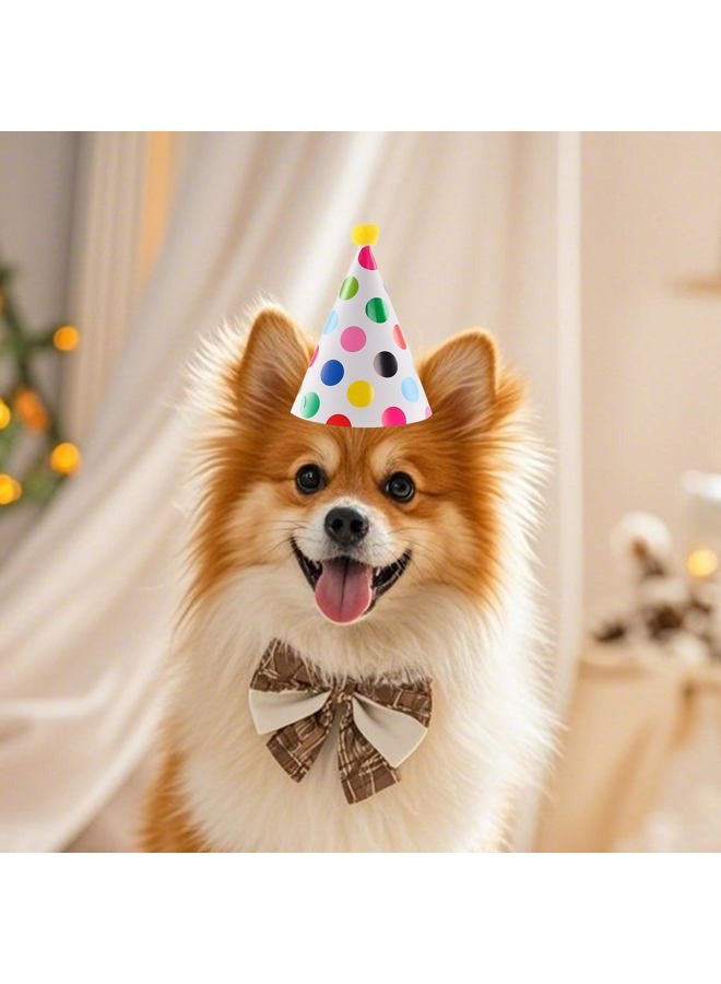 Costyleen 11 Pcs Birthday Party Hats,Party Hats Set Includes 9 Adorable Mini Cone Hats with Pom Poms and 2 Colorful Paper Crowns for Pet Birthday Party Decor - Image 3