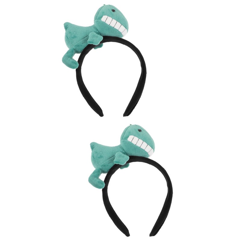 2pcs Cartoon Hair Band Dinosaur Shape Headwear Washing Hairband Hair Decor - Image 1