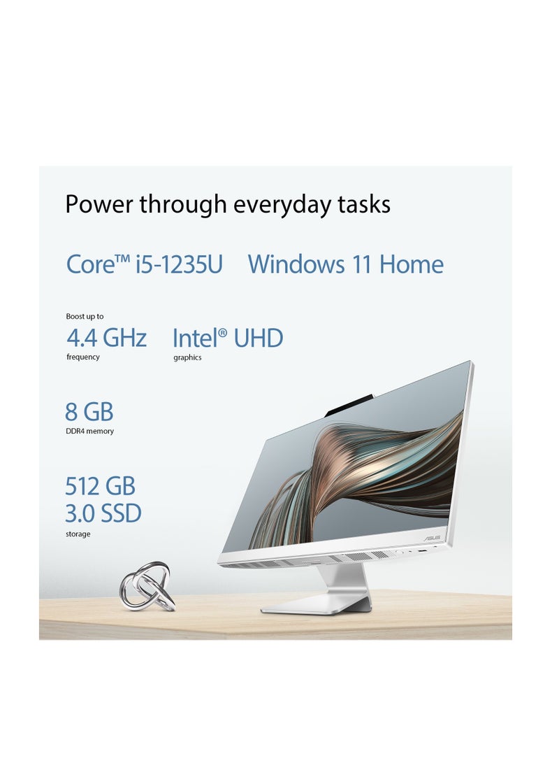 ASUS All In One With 23.8-Inch Display, Core i5-1235U Processor/8GB RAM/512GB SSD/Intel UHD Graphics/Windows 11 Home With 5-year Warranty English White - Image 1