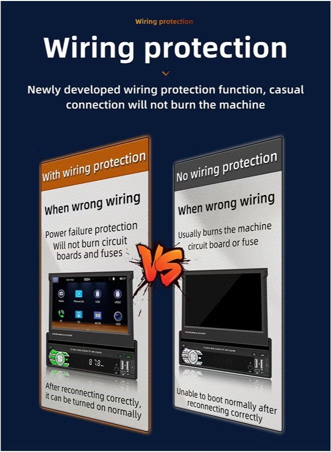 شو وو شاشة سيارة ذكية قابلة للطي ٧ بوصات - تدعم كار بلاي لاسلكيًا وأندرويد أوتو | كاميرا خلفية ١٢ ليد | شاشة لمس عالية الدقة | مكالمات بلوتوث بدون استخدام اليدين | راديو FM/AM | تشغيل الوسائط المتعددة | تدعم ١٤ لغة (بما فيها العربية) - Image 4