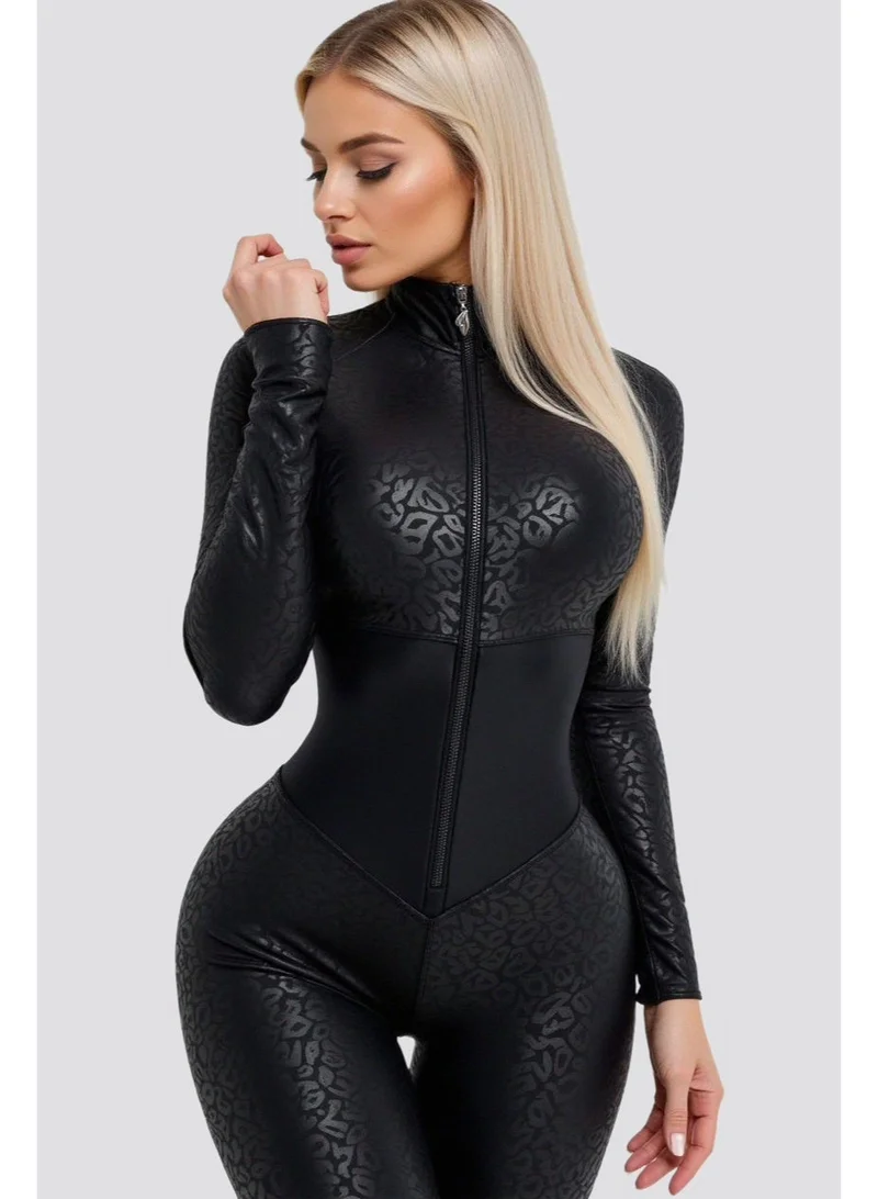 Bona Fide Arcana Syndicate Base Black Panthera Arcana Syndicate Base Panthera Long Sleeve Gym Jumpsuit for Women for Women | Best Price UAE