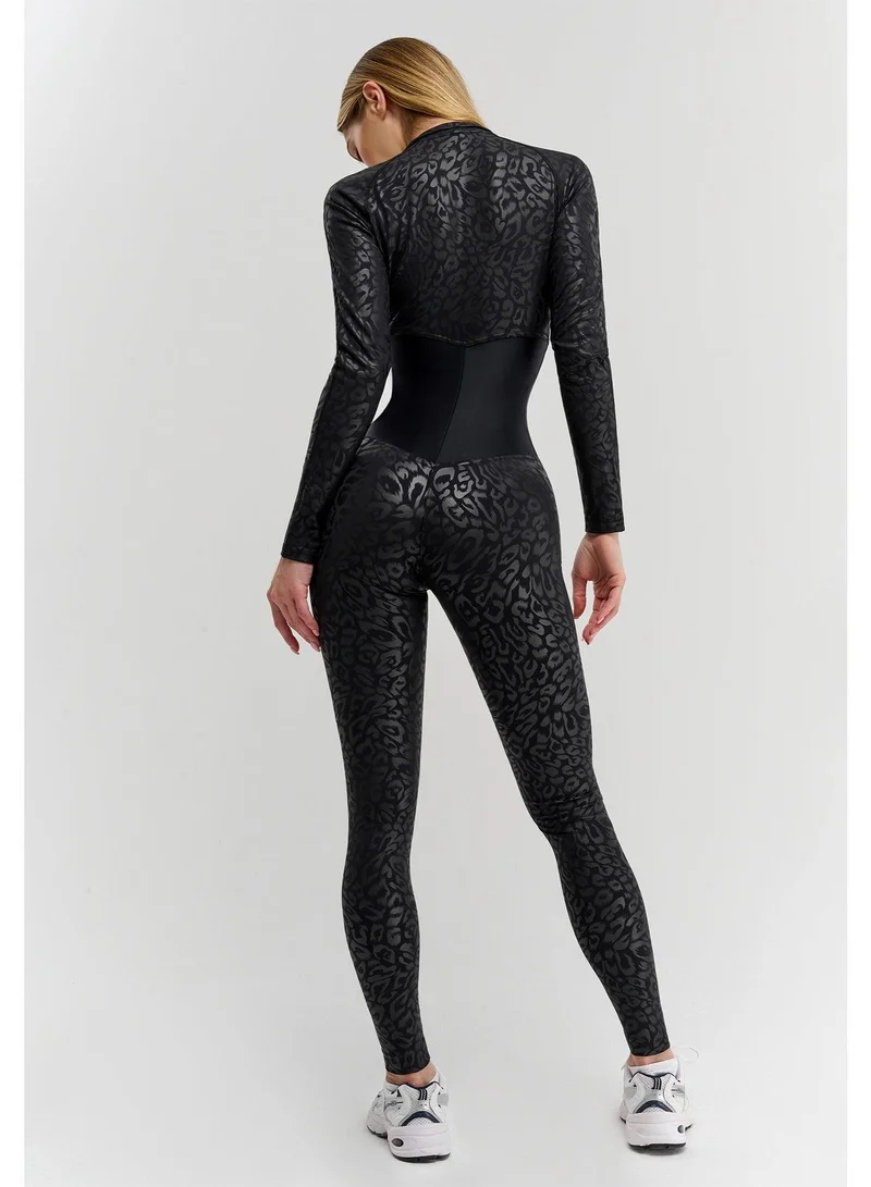 Bona Fide Arcana Syndicate Base Black Panthera Arcana Syndicate Base Panthera Long Sleeve Gym Jumpsuit for Women for Women | Best Price UAE