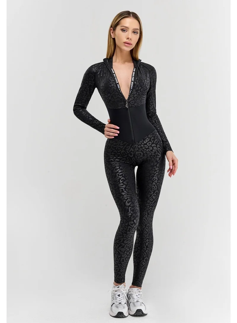 Bona Fide Arcana Syndicate Base Black Panthera Arcana Syndicate Base Panthera Long Sleeve Gym Jumpsuit for Women for Women | Best Price UAE