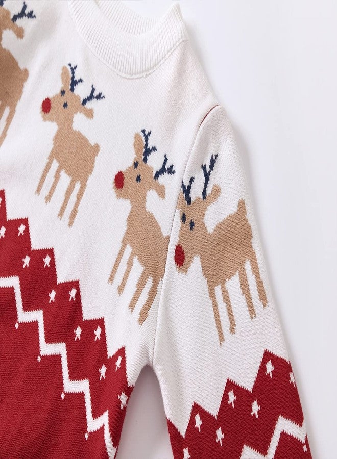 FEOYA Baby Boys Girls Ugly Christmas Sweater Warm Deer Vacation Pullover Clothes Holiday Reindeer Soft Sweatshirt Cute Christmas Sweater Red 2 T - Image 4