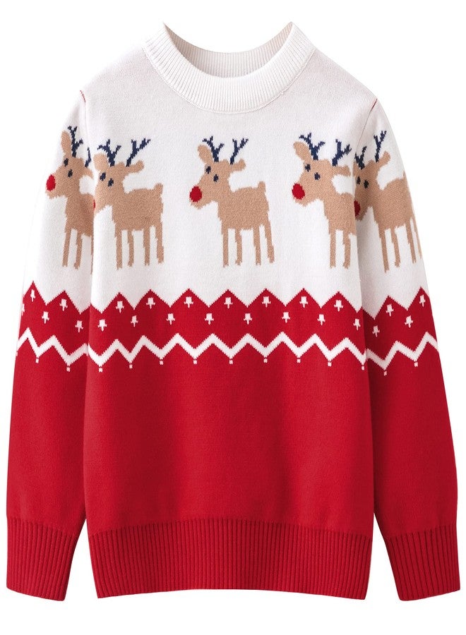 FEOYA Baby Boys Girls Ugly Christmas Sweater Warm Deer Vacation Pullover Clothes Holiday Reindeer Soft Sweatshirt Cute Christmas Sweater Red 2 T - Image 1