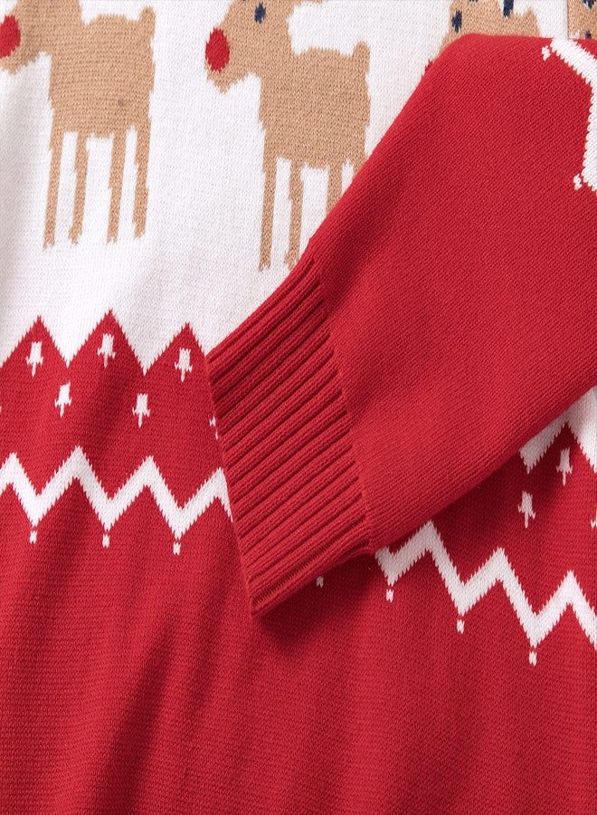 FEOYA Baby Boys Girls Ugly Christmas Sweater Warm Deer Vacation Pullover Clothes Holiday Reindeer Soft Sweatshirt Cute Christmas Sweater Red 2 T - Image 2