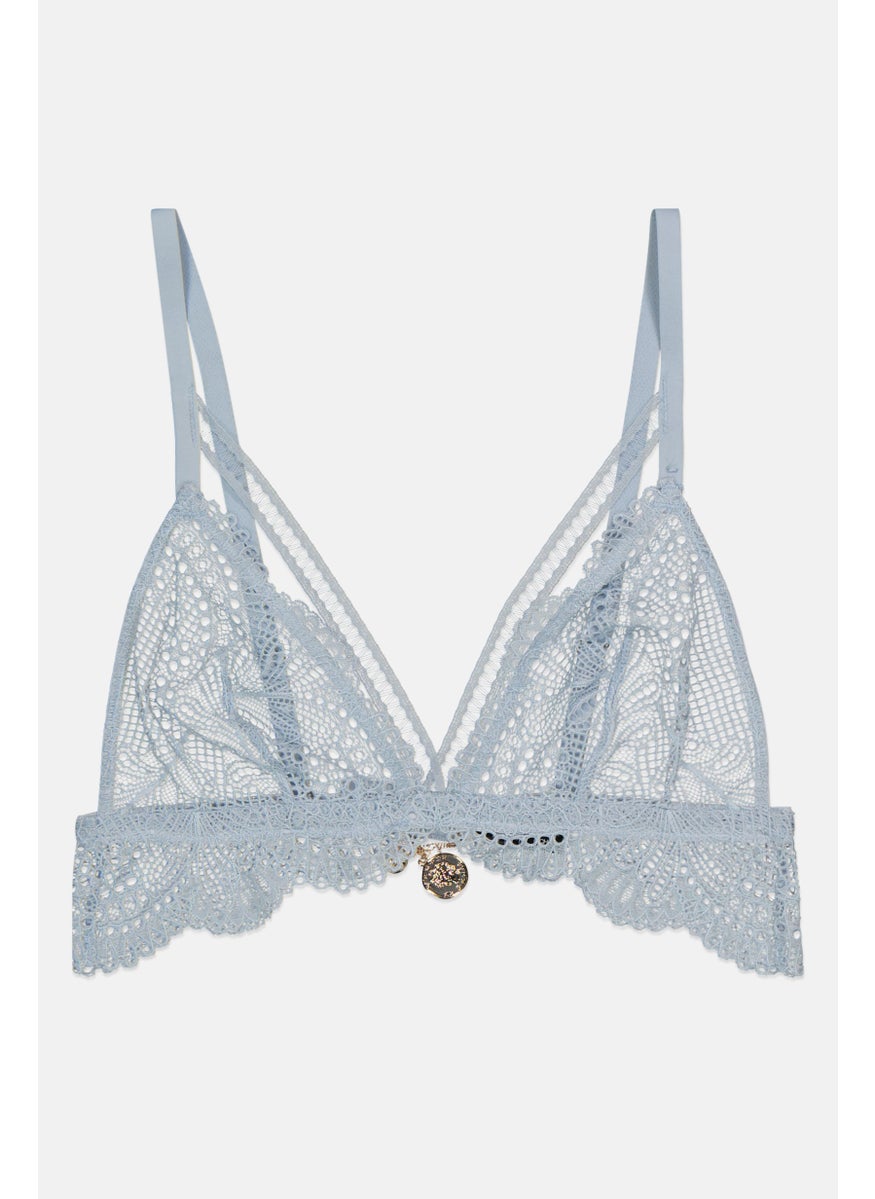 UNDIZ Women Non Padded Textured Bra, Light Blue  - Image 1