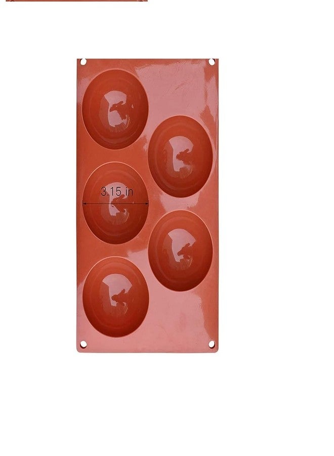 Mishrit Silicone 5-Cavity Half Sphere Baking Mold Multi-Purpose Half Round Mould for Cakes Chocolate Ice Cream Soap Jelly Pudding Dessert (Multicolor) - Image 1