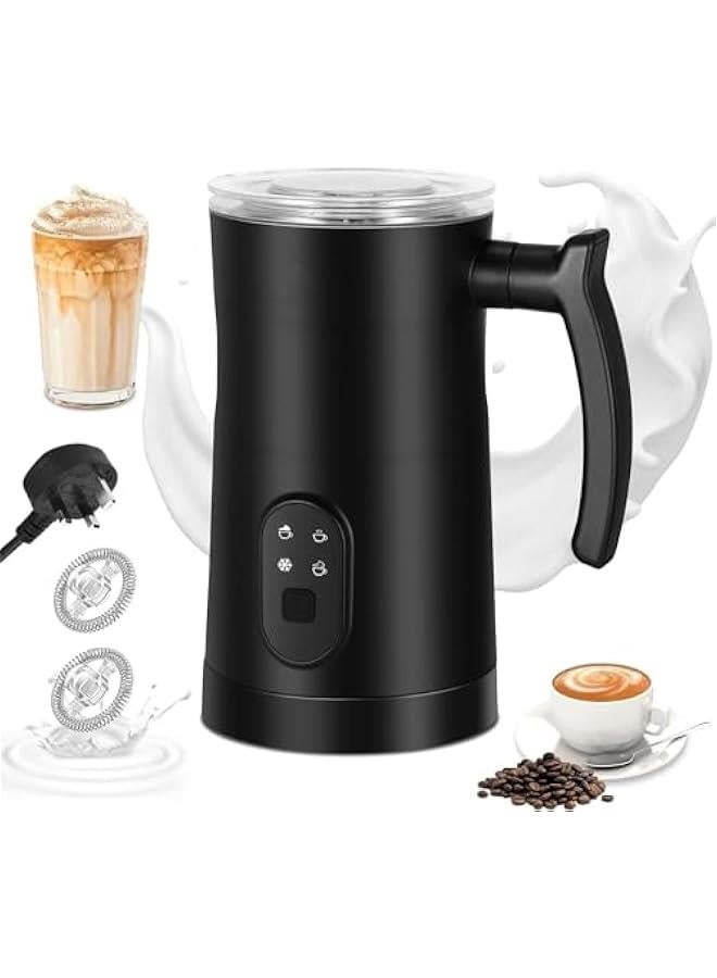 ميكسد ماكينة صنع رغوة الحليب الكهربائية الاوتوماتيكية 4 في 1 من هوكور، جهاز تسخين الحليب بخاصية حماية من الحرارة الزائدة للقهوة واللاتيه والكابتشينو والشوكولاتة الساخنة (اسود) - Image 1