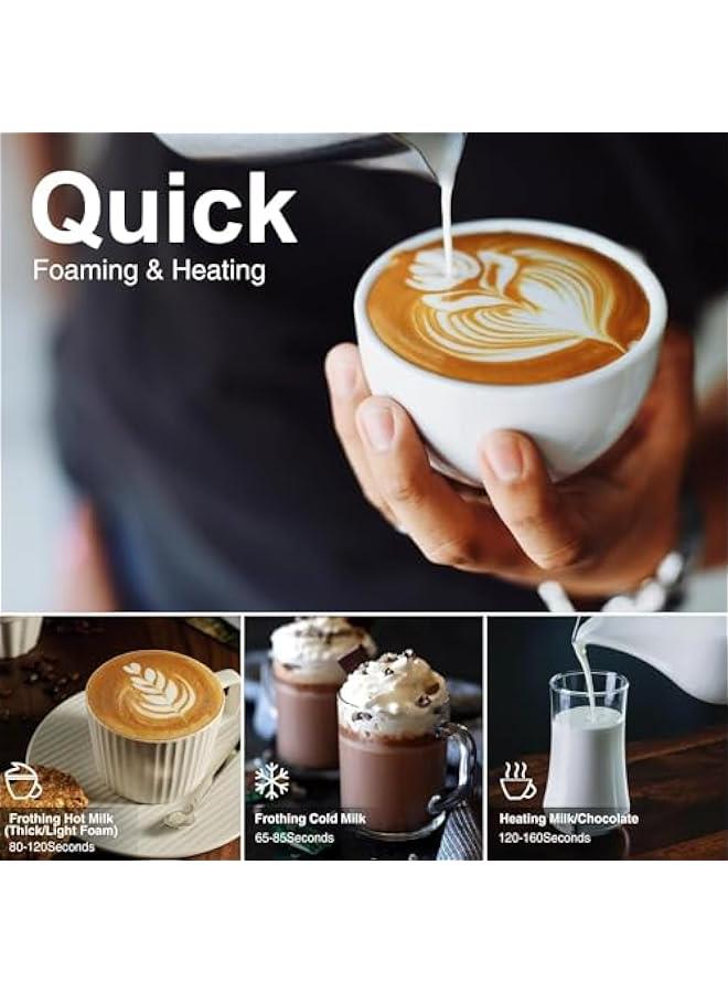 ميكسد ماكينة صنع رغوة الحليب الكهربائية الاوتوماتيكية 4 في 1 من هوكور، جهاز تسخين الحليب بخاصية حماية من الحرارة الزائدة للقهوة واللاتيه والكابتشينو والشوكولاتة الساخنة (اسود) - Image 4