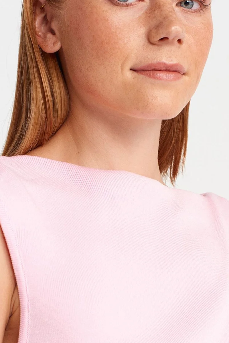 Dilvin Blush Pink DILVIN Sleeveless Boat Neck Knit Blouse for Women | Best Price UAE