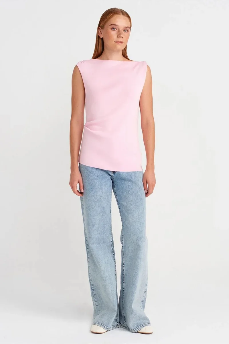 Dilvin Blush Pink DILVIN Sleeveless Boat Neck Knit Blouse for Women | Best Price UAE