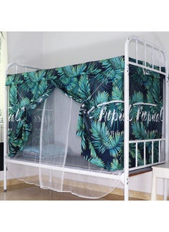 Y&D Upper Deck Curtain With Leaf Design Cotton Green/Blue 195 x 90 115cm  - Image 1