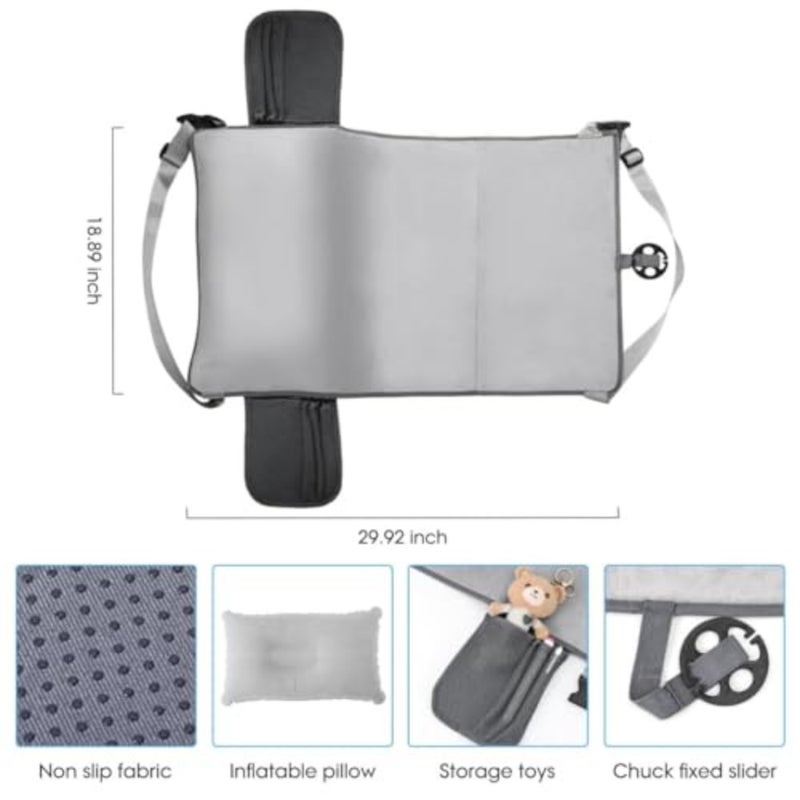 ®Toddler Travel Airplane Bed Airplane Extender Sea, Travel Inflatable Foot Rest Portable Bed Grey - Image 2