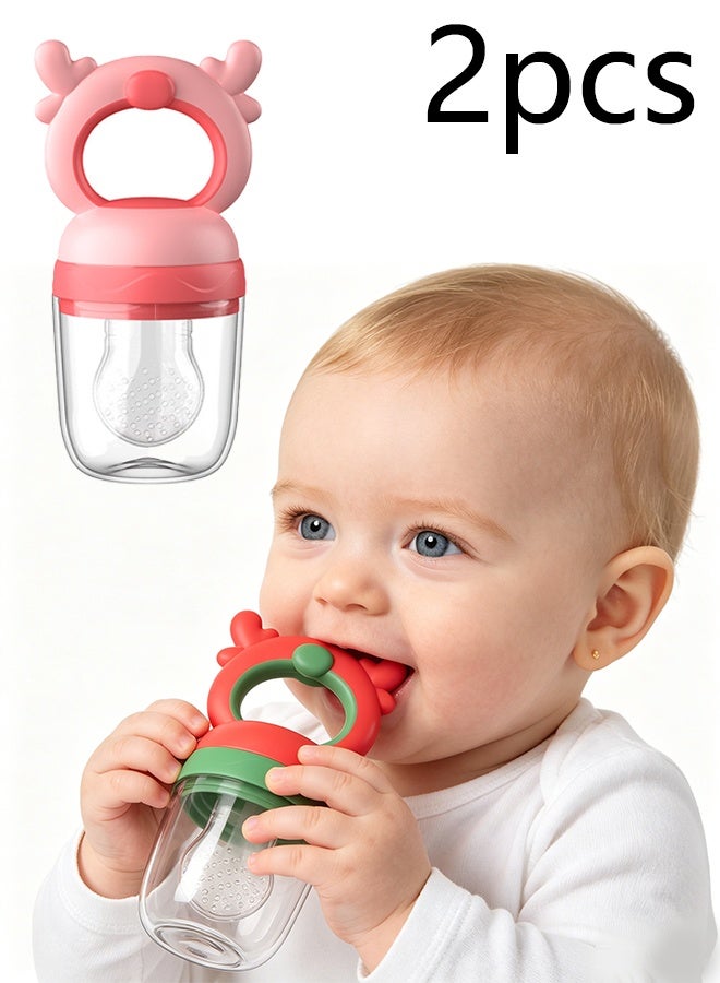 KANGLI 2 PCS 3-in-1 Baby Food Feeder Pacifier, Toddler Pacifier, Silicone Baby Fruit Pacifier,Baby Fruit Pacifier Set - Image 1
