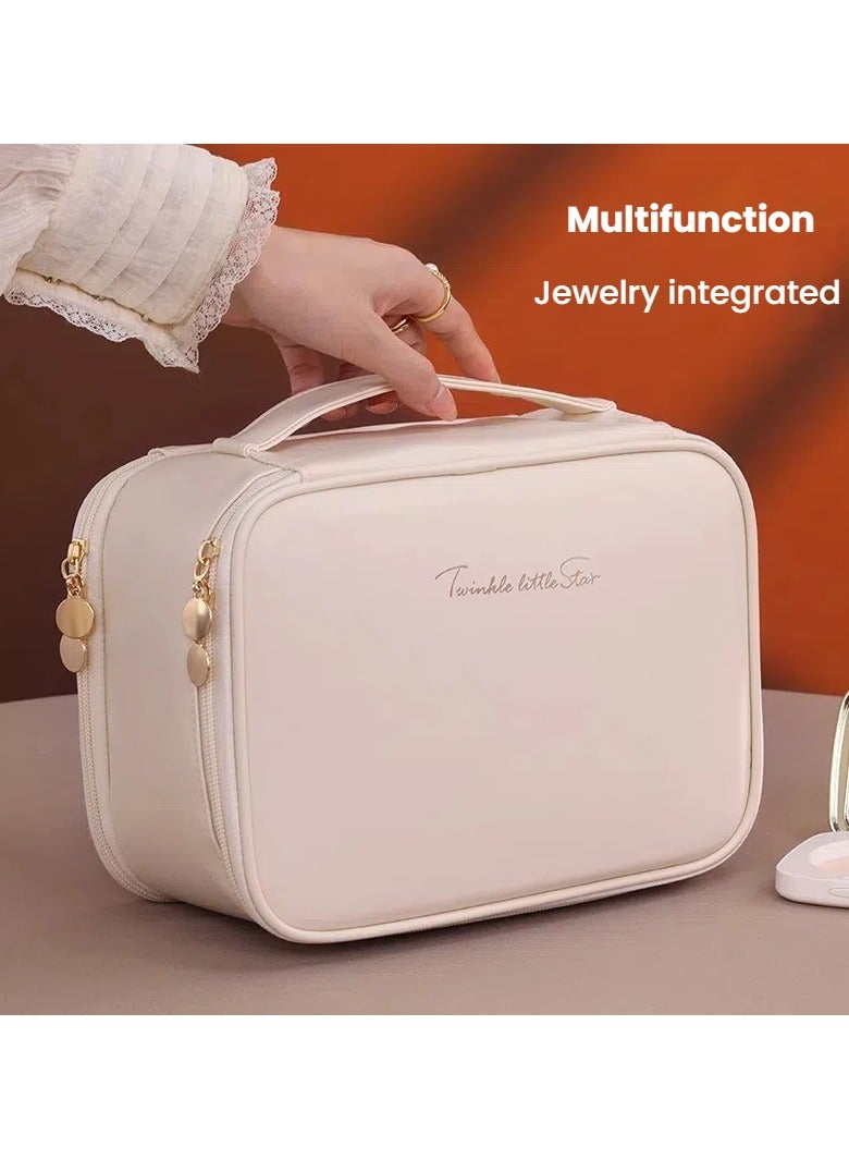 عام حقيبة مستحضرات التجميل عالية المستوى بأسعاف كبيرة ومتعددة الوظائف. تصميمها فريد ومتميز. إنها حقيبة طبقتين محمولة لتخزين مستحضرات التجميل ويمكن دمج المجوهرات فيها. - Image 4