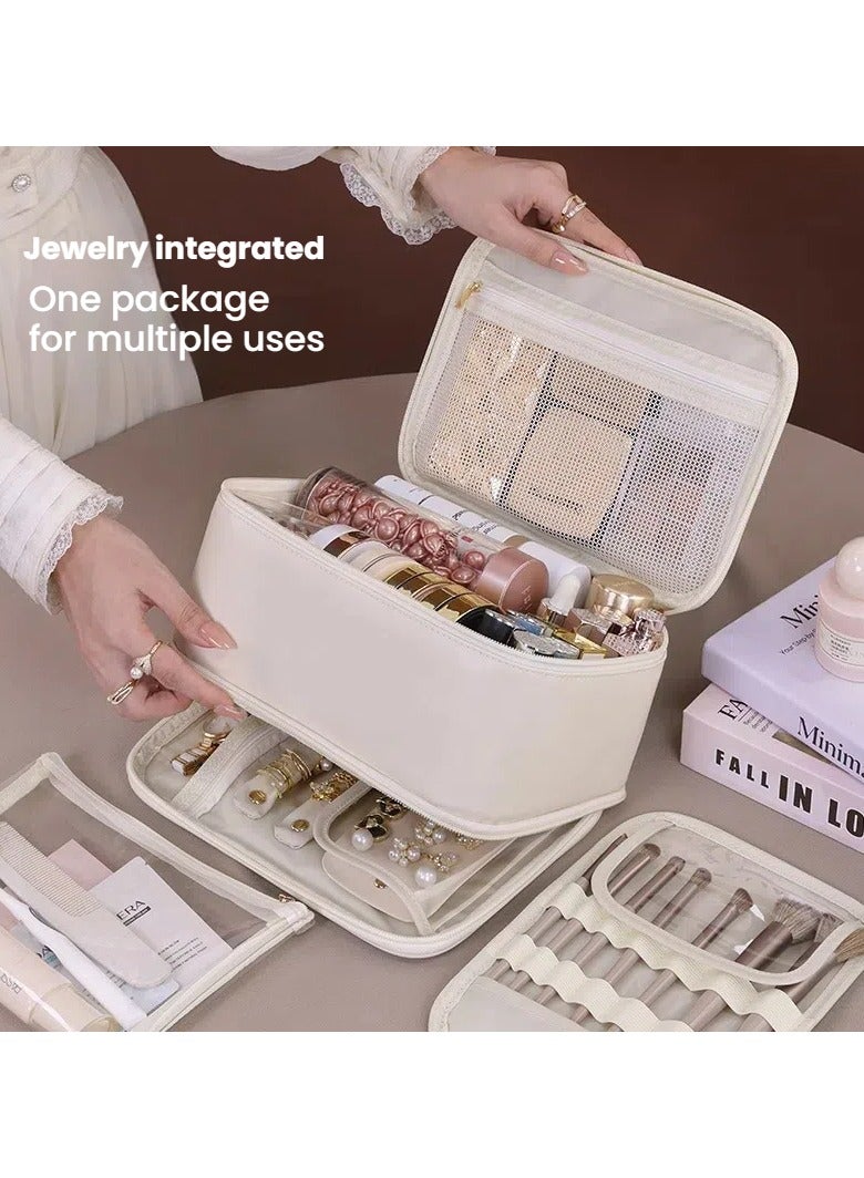 عام حقيبة مستحضرات التجميل عالية المستوى بأسعاف كبيرة ومتعددة الوظائف. تصميمها فريد ومتميز. إنها حقيبة طبقتين محمولة لتخزين مستحضرات التجميل ويمكن دمج المجوهرات فيها. - Image 1