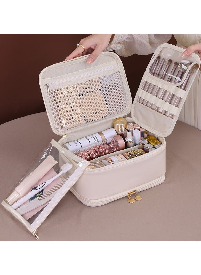 عام حقيبة مستحضرات التجميل عالية المستوى بأسعاف كبيرة ومتعددة الوظائف. تصميمها فريد ومتميز. إنها حقيبة طبقتين محمولة لتخزين مستحضرات التجميل ويمكن دمج المجوهرات فيها. - Image 3