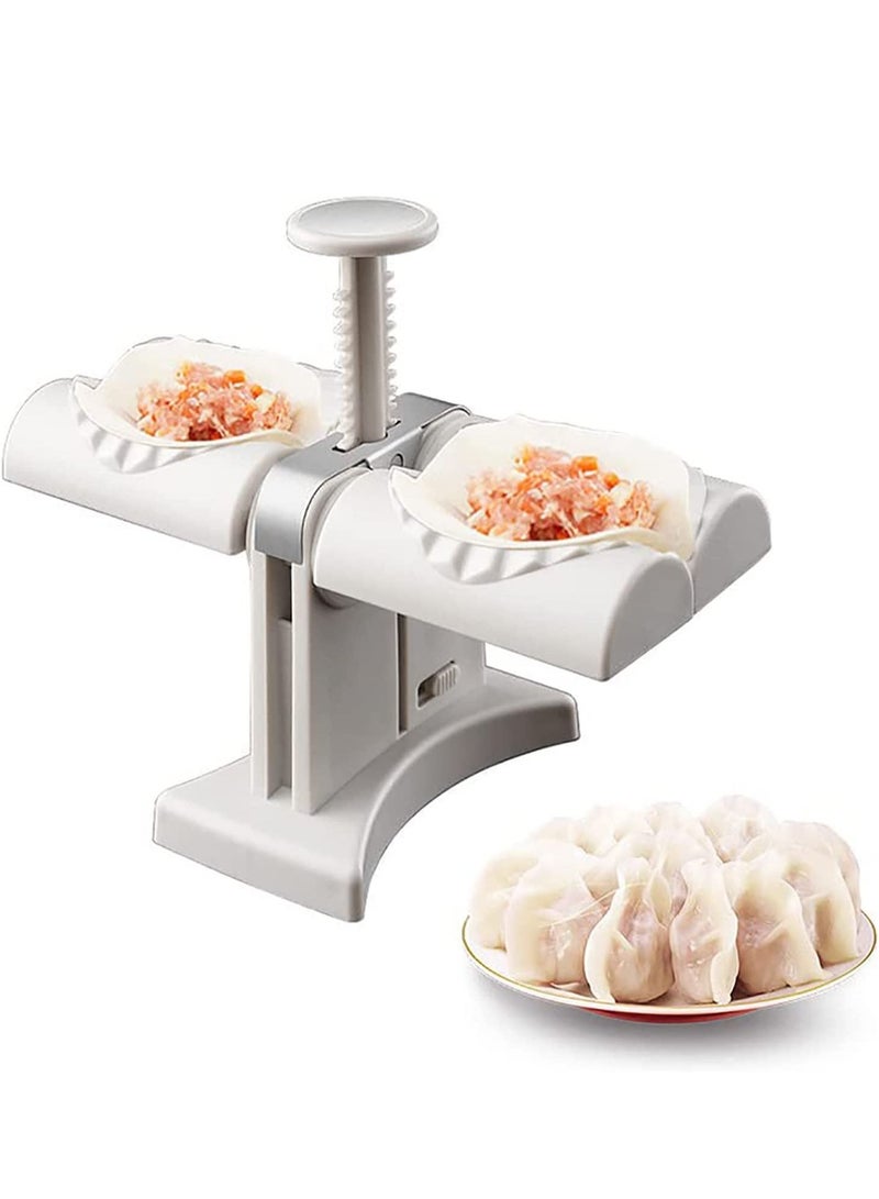 جينيكست صانع الدمبلينغ التلقائي ، قالب آلة ضغط الدمبلينغ المنزلية ذات الرأس المزدوج ، أداة مطبخ صحية آمنة من الفولاذ المقاوم للصدأ لصنع الزلابية ، لف اثنين في وقت واحد - Image 1