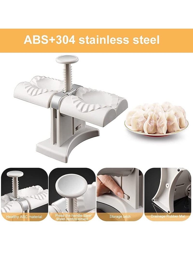 جينيكست صانع الدمبلينغ التلقائي ، قالب آلة ضغط الدمبلينغ المنزلية ذات الرأس المزدوج ، أداة مطبخ صحية آمنة من الفولاذ المقاوم للصدأ لصنع الزلابية ، لف اثنين في وقت واحد - Image 4