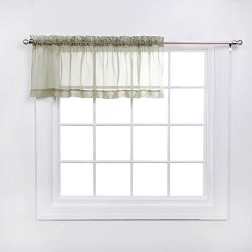 Stylemaster Elegance Sheer Voile Straight Valance, 60" x 14", Sage - Image 3