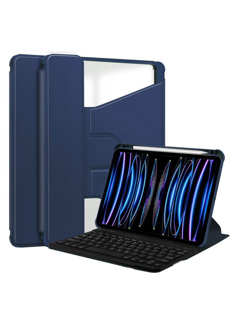general Compatible with Apple iPad Air 11 2024 Keyboard Case, iPad Air11 Acrylic Swivel Leather Case Stand 360 All-Inclusive Case